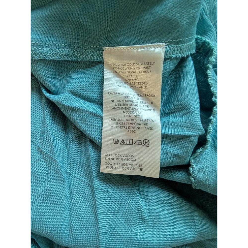 NWT By Anthropologie Long-Sleeve V-Neck Ruffled Tunic Dress Sz S TURQUOISE NA452 - Picture 8 of 9
